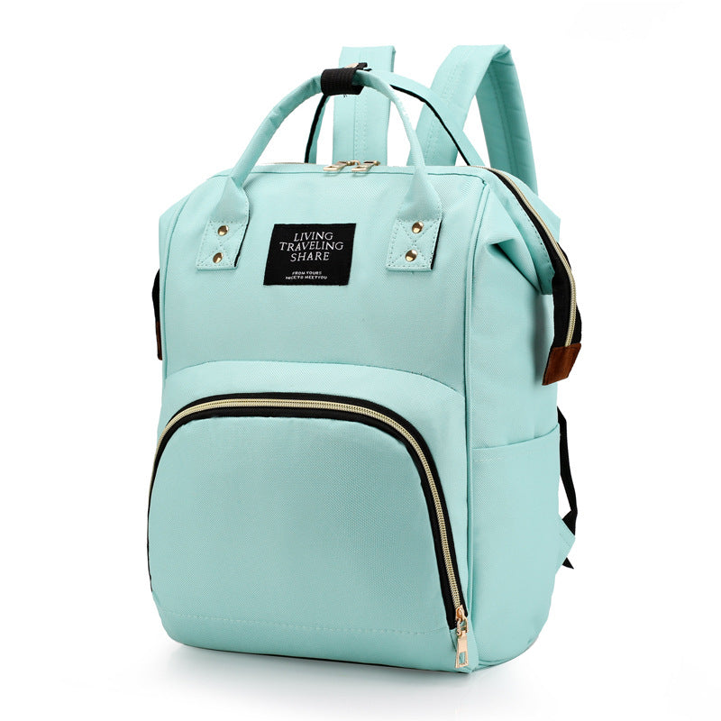 Large Capacity Mummy Bag Multi-function Waterproof Outdoor Women Backpack Nursing Bag for Baby Care - Blue