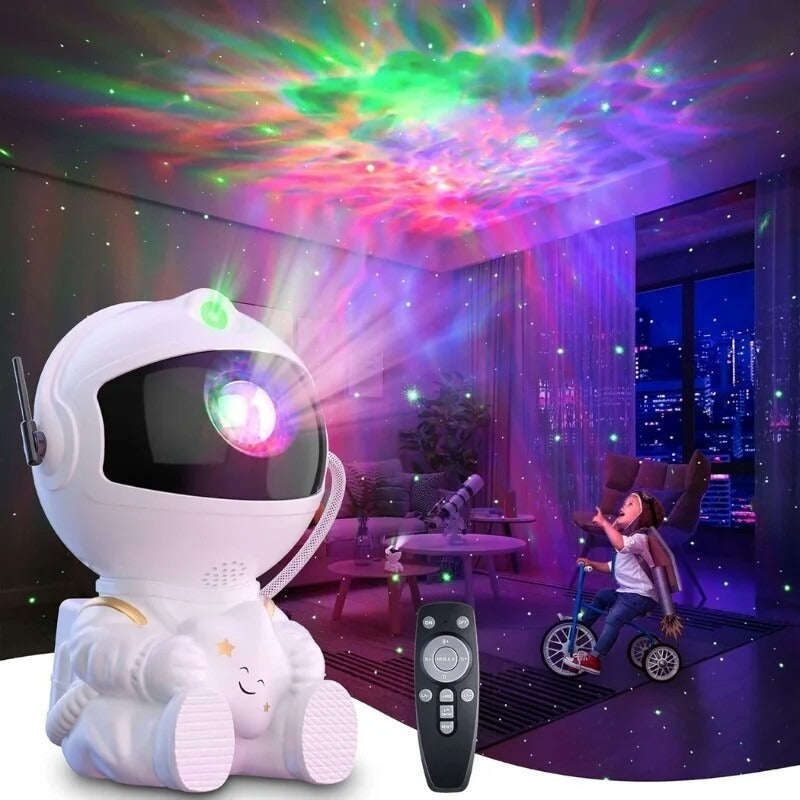 Astronaut Starry Sky Galaxy Projector Rotating Nebula Night Light with Remote Control & Timer for Kids Room & Home Decor (White)
