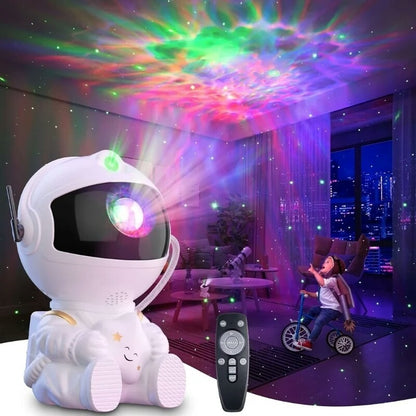 Astronaut Starry Sky Galaxy Projector Rotating Nebula Night Light with Remote Control & Timer for Kids Room & Home Decor (White)
