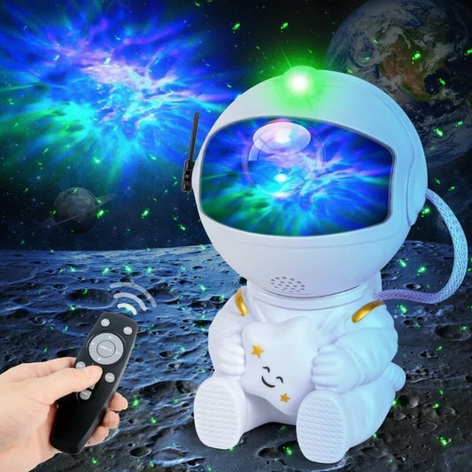 Astronaut Starry Sky Galaxy Projector Rotating Nebula Night Light with Remote Control & Timer for Kids Room & Home Decor (White)
