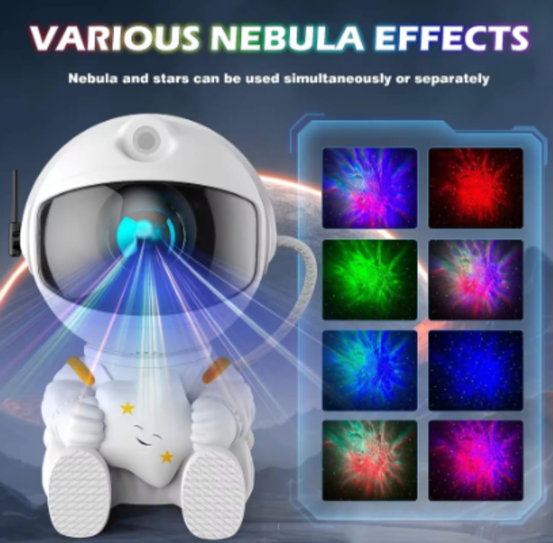 Astronaut Starry Sky Galaxy Projector Rotating Nebula Night Light with Remote Control & Timer for Kids Room & Home Decor (White)