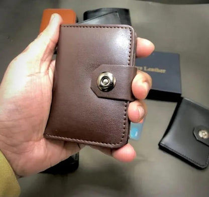Boy's Leather Wallet Black Mustard Brown Snap Closure Compact Bifold Wallet for Kids & Teens (Color Black)
