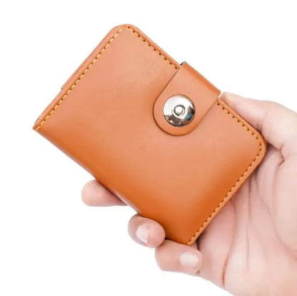 Boy's Leather Wallet Black Mustard Brown Snap Closure Compact Bifold Wallet for Kids & Teens (Color Black)