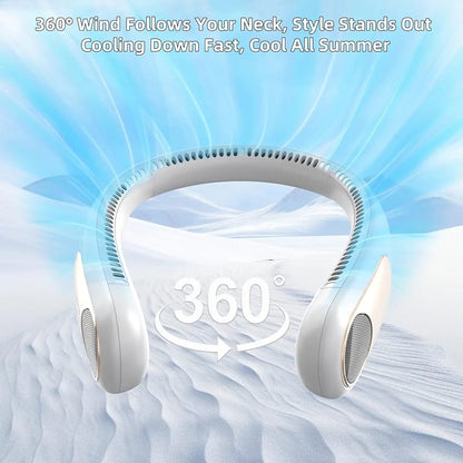 Portable Personal Neck Fan – Wearable Bladeless Cooling Fan, 360° All-Around Airflow, 3-Speed Adjustment USB Rechargeable for Outdoor & Indoor Use