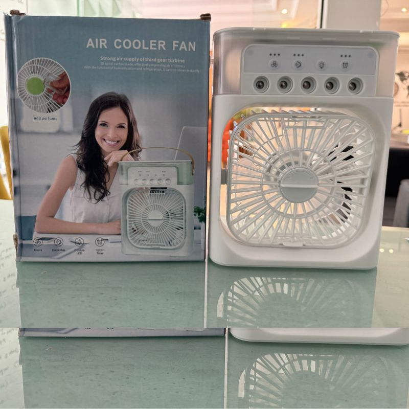 9 Inch Mist Fan | Portable Air Conditioner Fan |  Mist Water, And Humidifier Function | Led Night Light Water Mist | Random Color