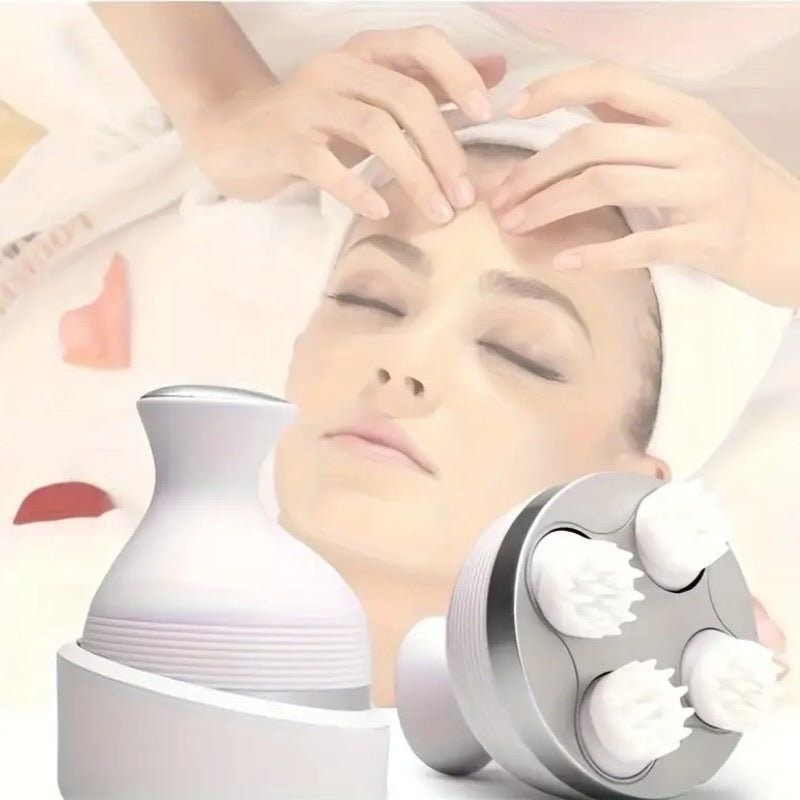 Electric Scalp Massager with 4 Clusters | Rechargeable & Full-Body Relaxation