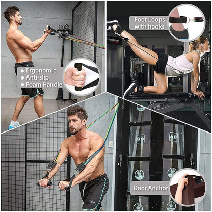 Gym Belt with Box | 5-in-1 Power Exercise Resistance Band Set | Adjustable Fitness Equipment for All
