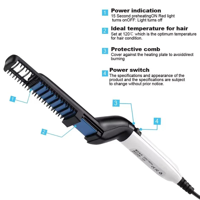 Hair & Beard Straightener Comb for Men | Multifunction Electric Hair & Beard Styling Brush | Quick Heating Ceramic Straightener