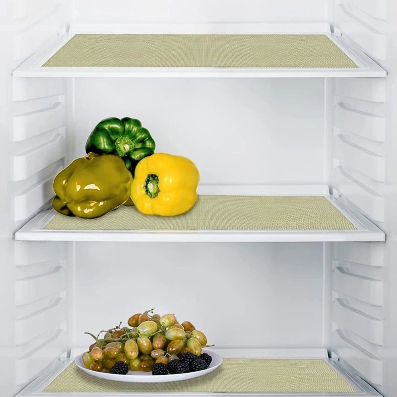 Anti-Slip Fridge & Shelf Mat | Waterproof Washable Liner for Kitchen Drawers Cabinets | Beige