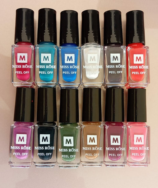 Miss Rose Peel Off Nail Polish – Easy to Apply, Long-Lasting | Best Nail Polish For Girls | Nail Paint | Nail Paint For Girls ( Random Color ) - Pack Of 06