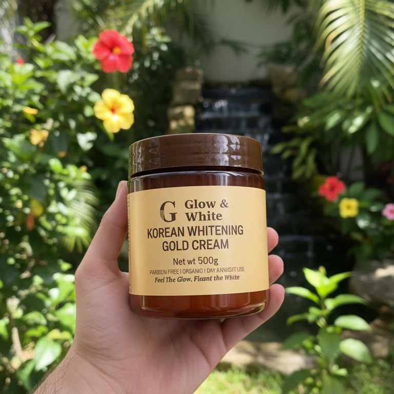 Glow & White Korean Whitening Gold Cream for radiant, bright, and nourished skin care. 250gm