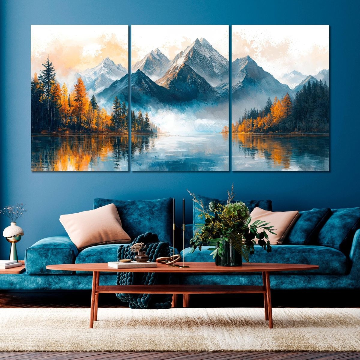 3pcs Mountain Style Stickytiles Frames Providing Scenic Design Natural Look Durable Quality Home Decoration - 8*11