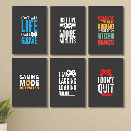 6 PC Wall Decor Cardboard Phototiles With Double Tape For Back Sticking Gaming Quotes(8*11size)