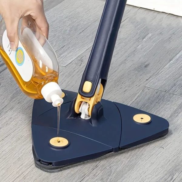 360° Twist Rotatable Triangle Mop with Long Handle Auto Squeeze Design for Floor, Wall, and Ceiling Cleaning